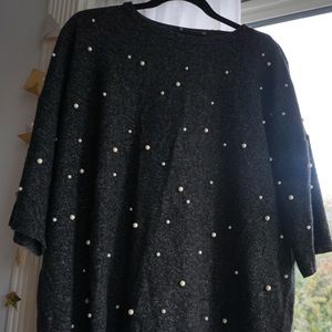 Zara Pearl Oversized Grey Sweater